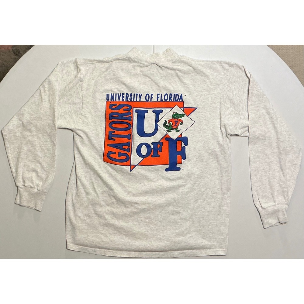 VTG USA Made 90s University of Florida Gators Grey Long Sleeve Shirt‎ Dad Mens L